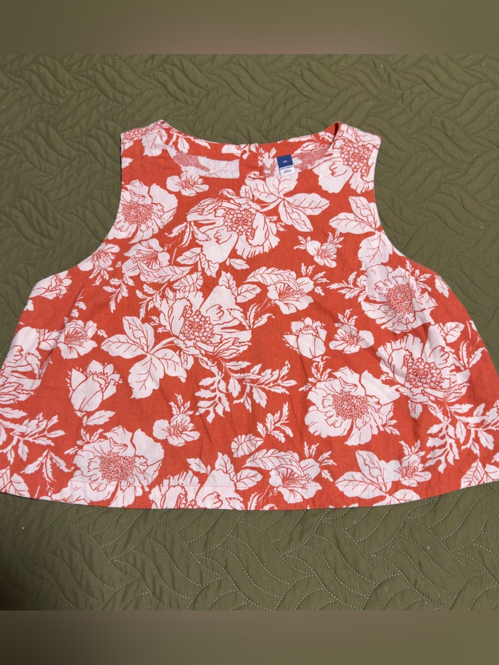 Old Navy Women’s 2X Orange Floral Sleeveless Blouse Tank Top